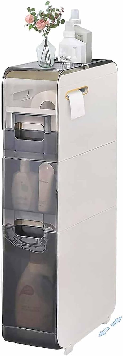 Slim Rolling Plastic Storage Cabinet
