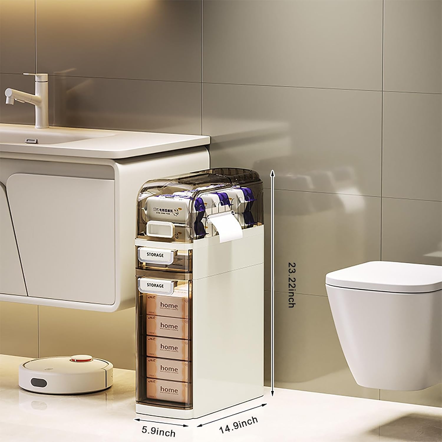 Slim Wheeled Drawer Storage Cabinet