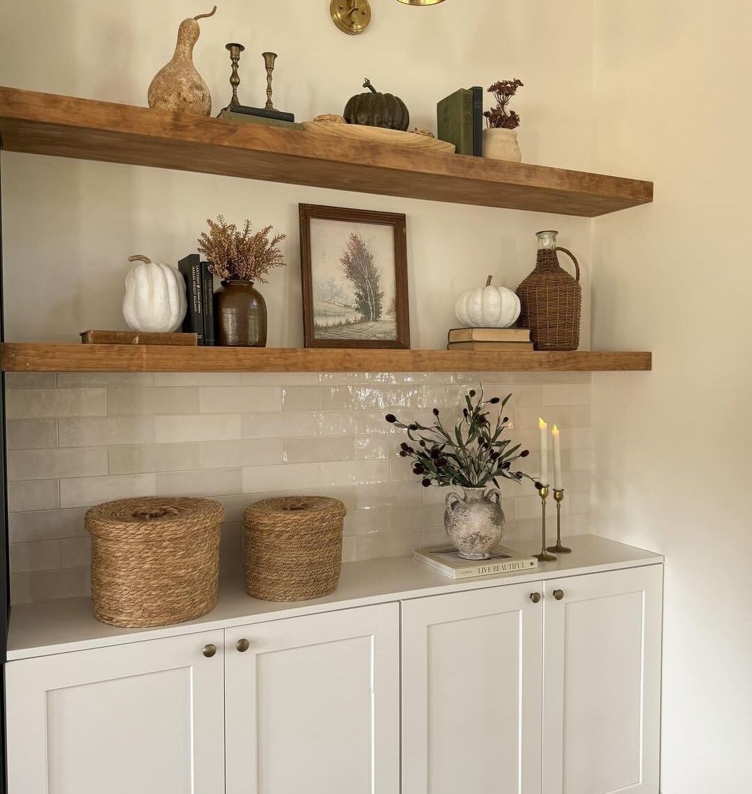 Walnut Farmhouse Wall Floating Shelves