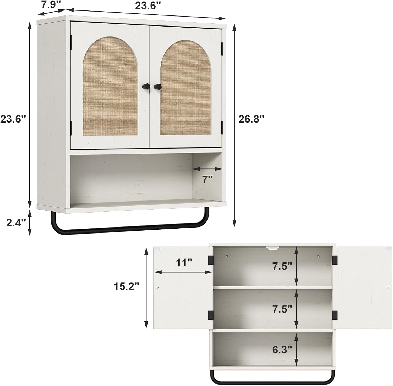 Arched Rattan Wall Storage Cabinet