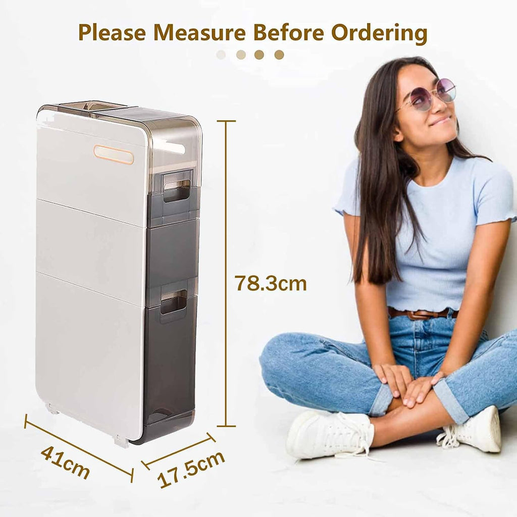 Slim Rolling Plastic Storage Cabinet