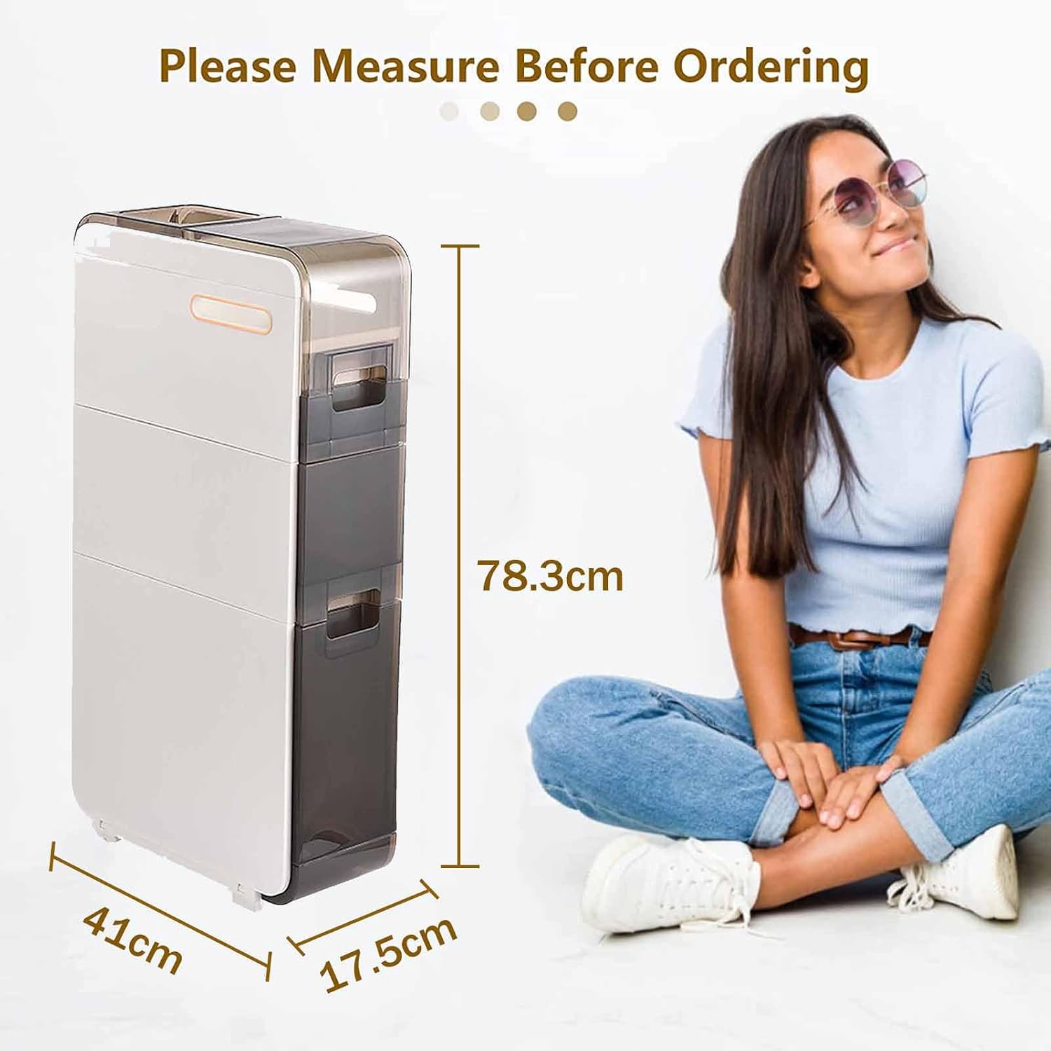 Slim Rolling Plastic Storage Cabinet