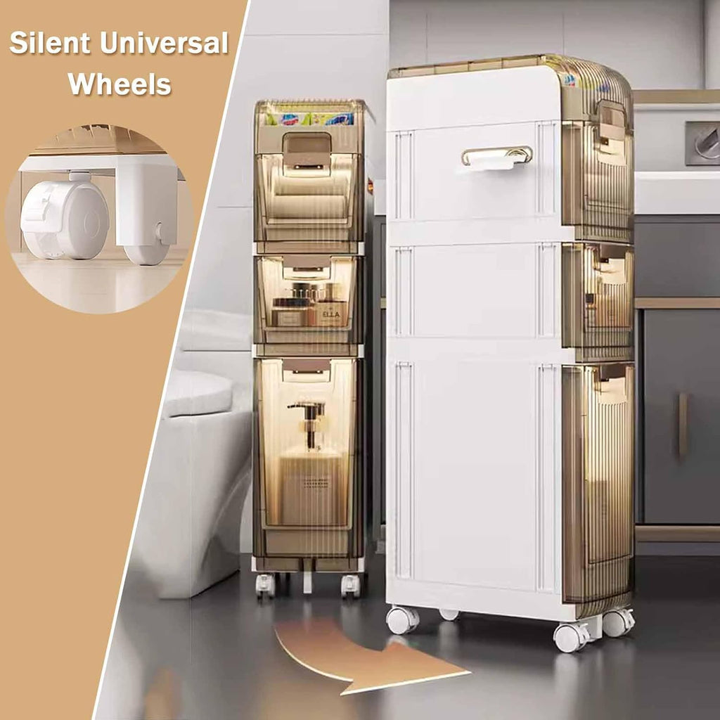 Narrow Rolling Plastic Storage Cabinet