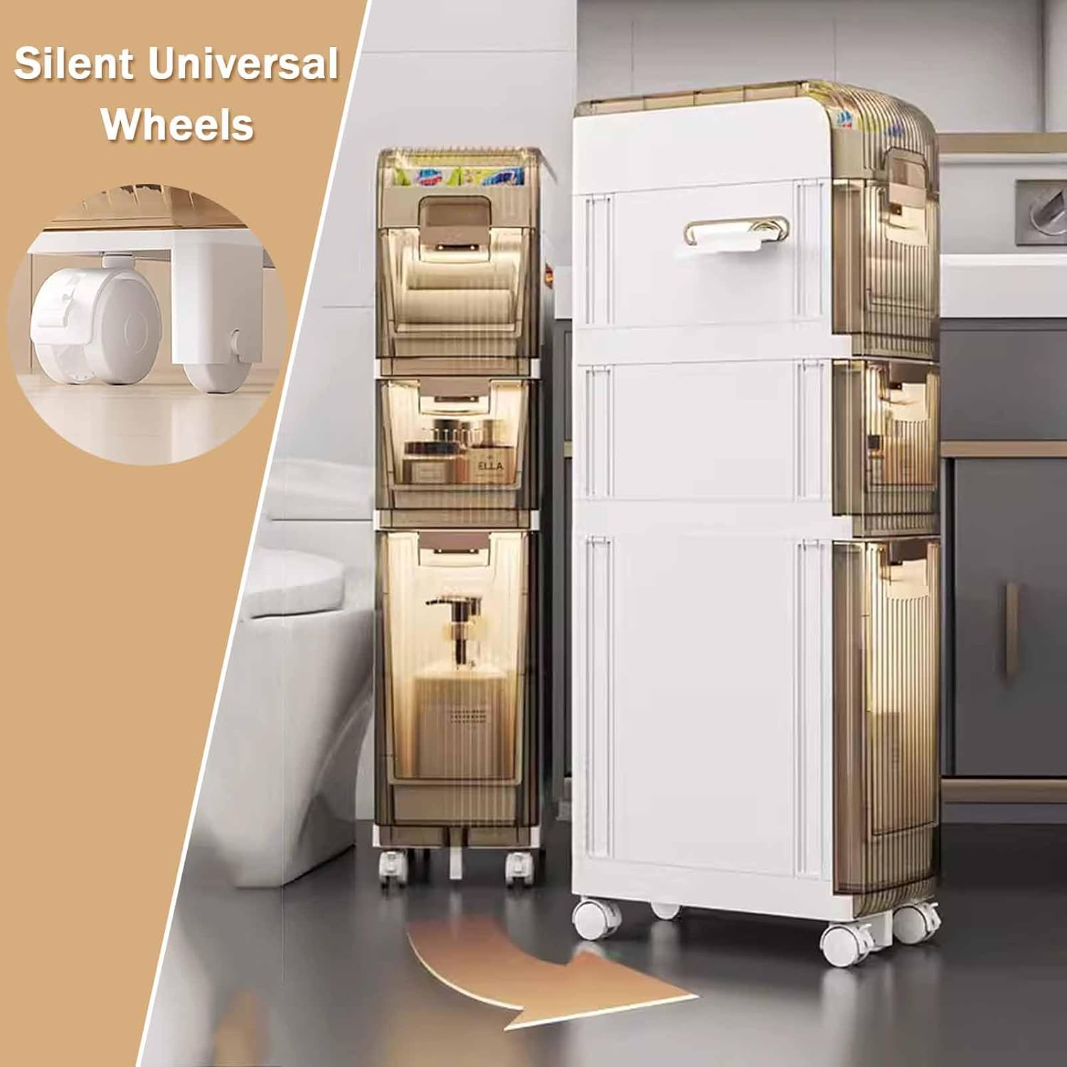 Narrow Rolling Plastic Storage Cabinet