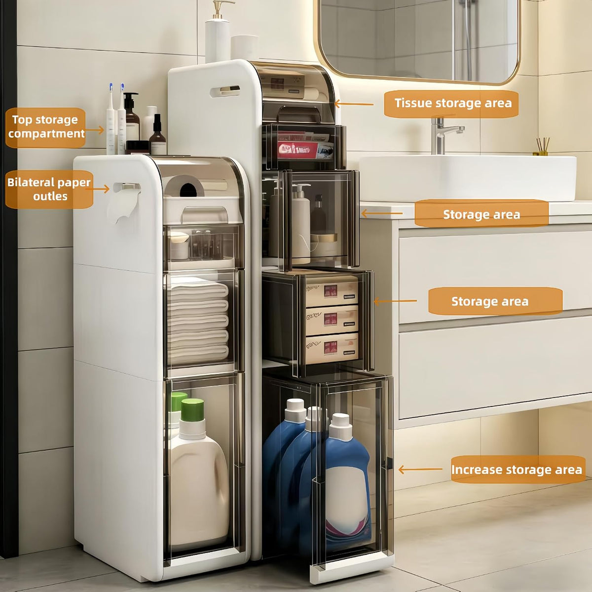 Slim Freestanding Storage Cabinet