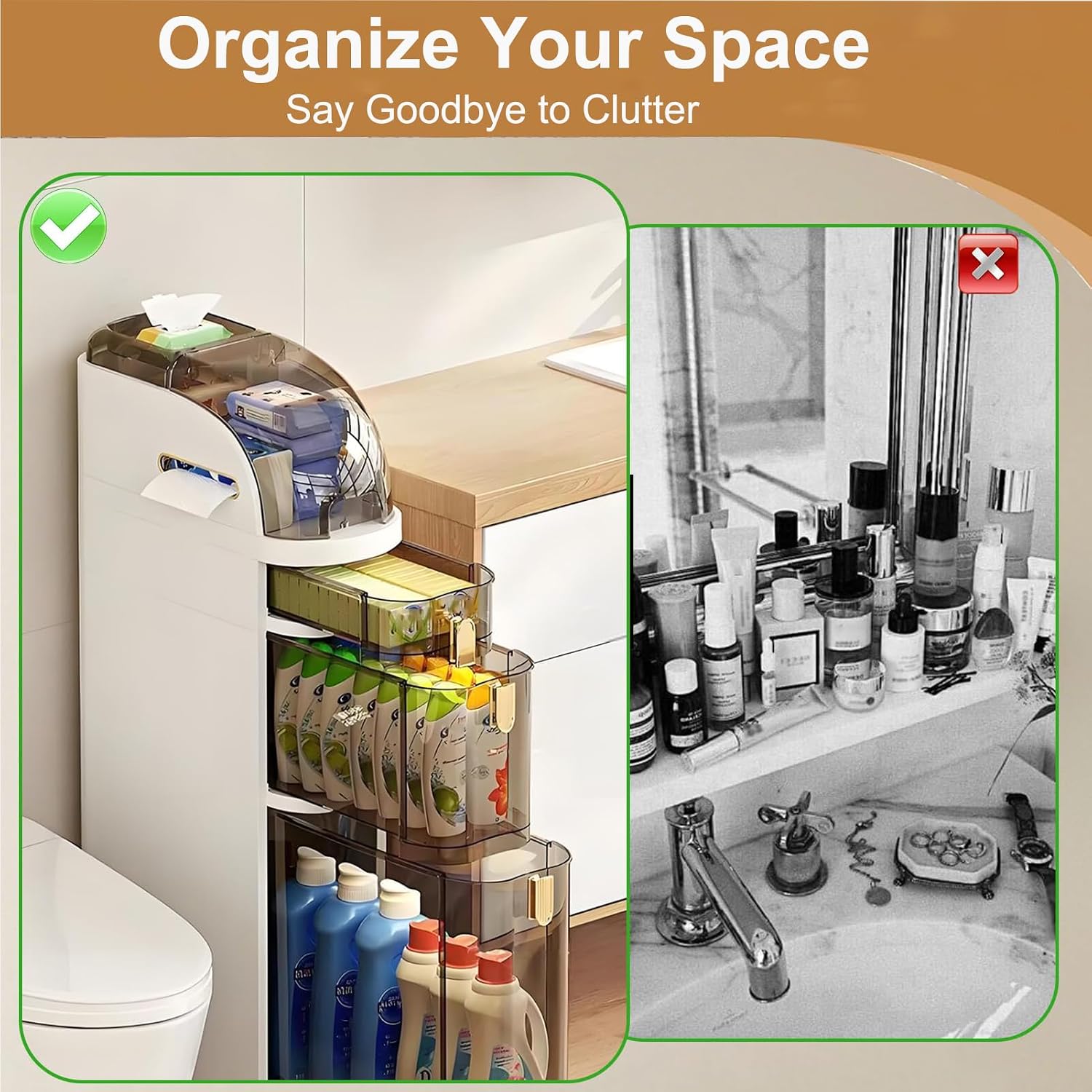 4-Tier Slim Wheeled Storage Cabinet