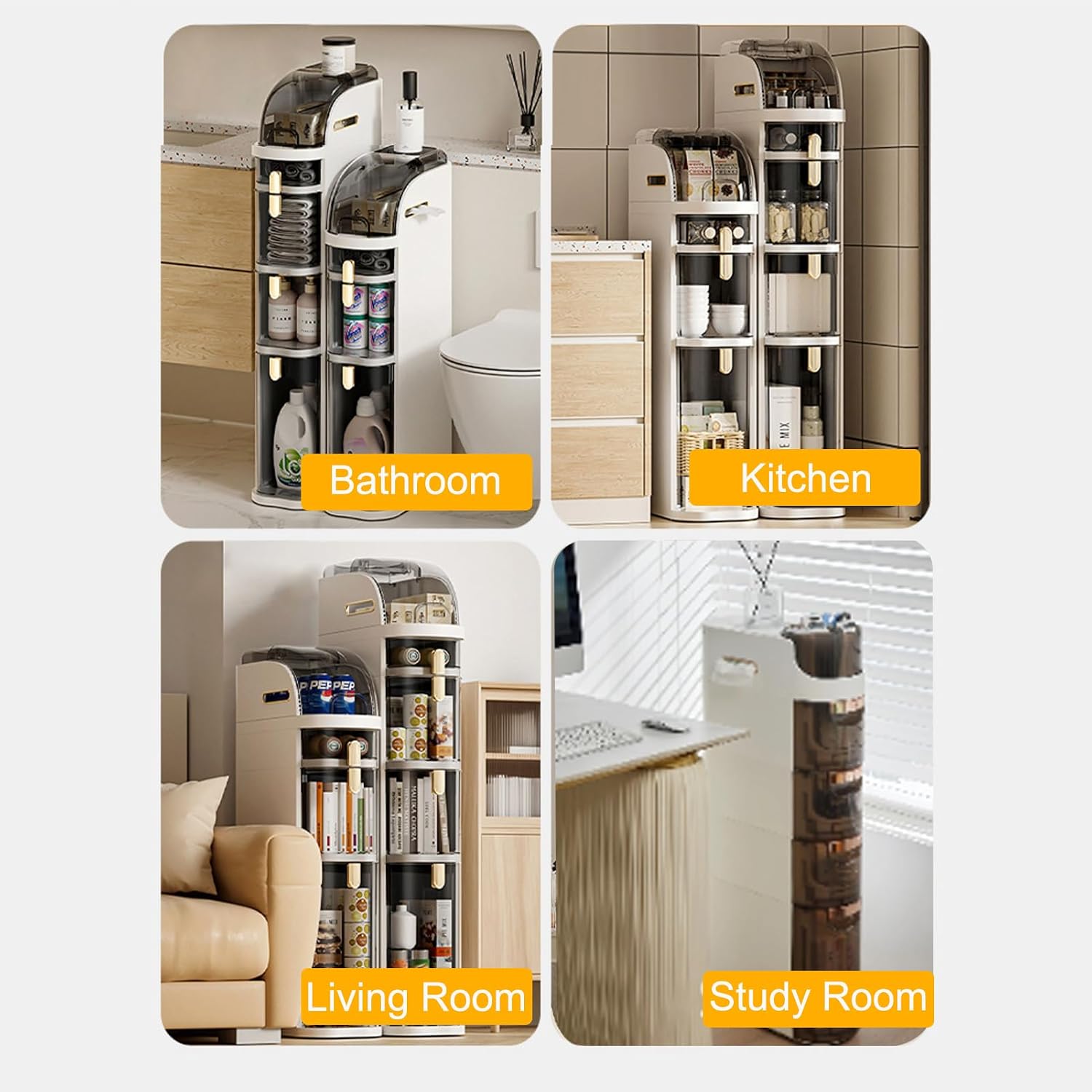 4-Tier Slim Wheeled Storage Cabinet