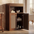 Freestanding Rattan Door Storage Cabinet