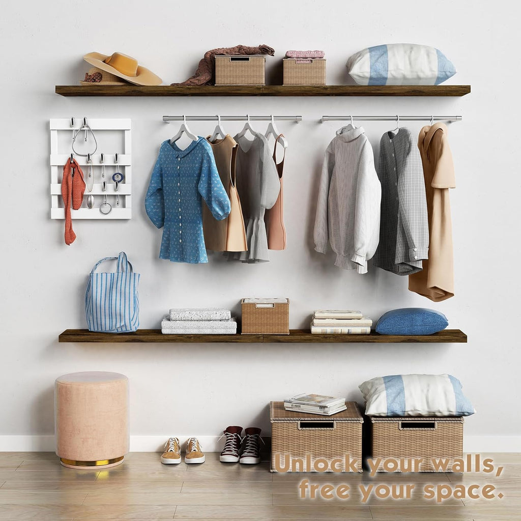 Deep Rustic Wood Wall Floating Shelves