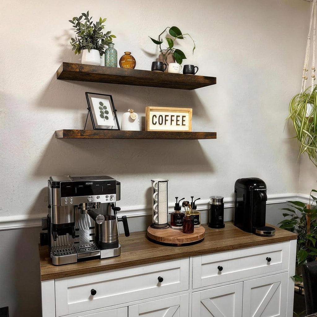 Rustic Wood Wall Mounted Shelves