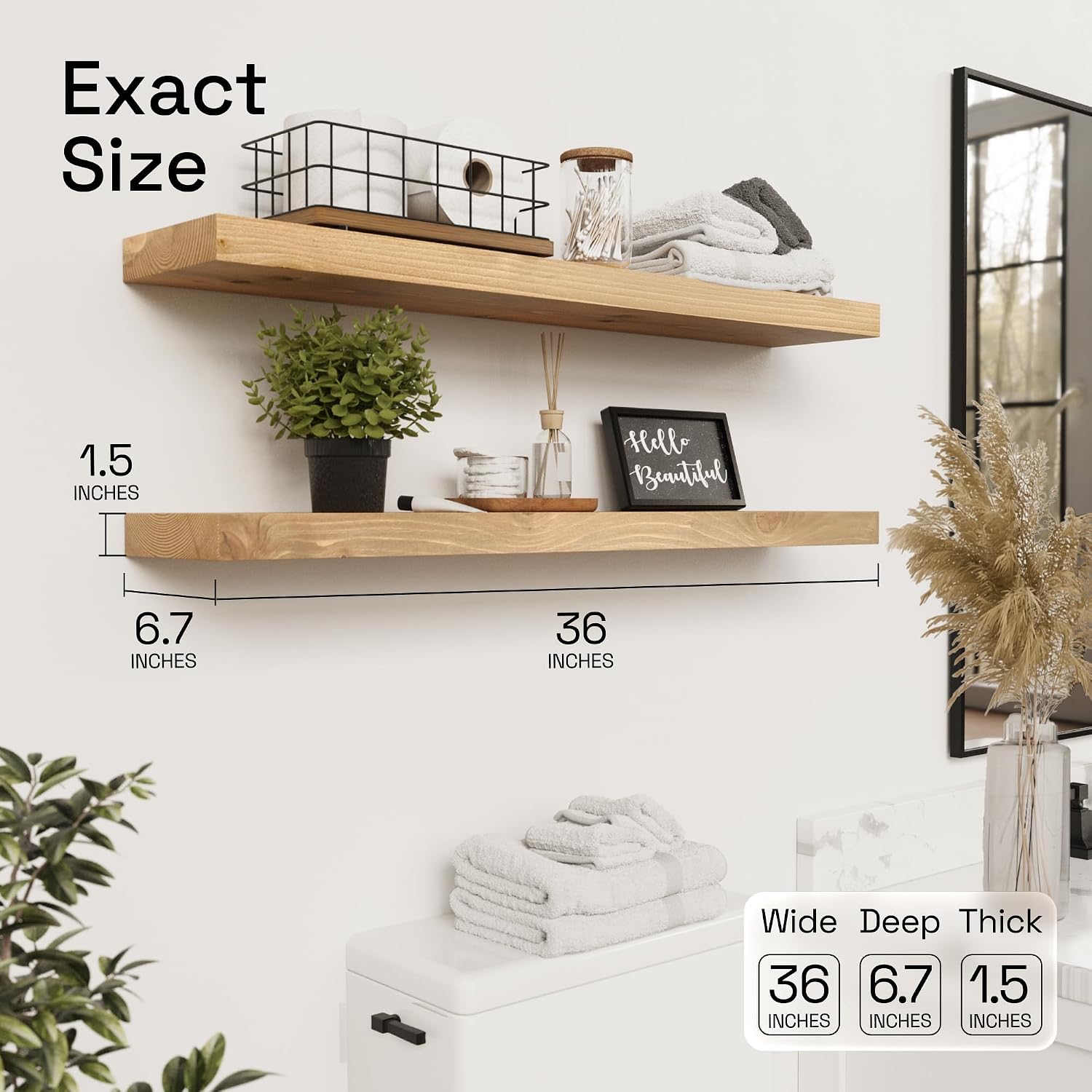 Oak Solid Wood Farmhouse Wall Shelves