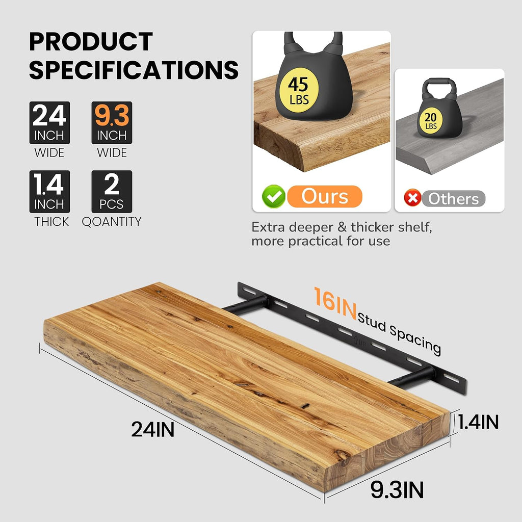 Live Edge Solid Wood Wall Shelves