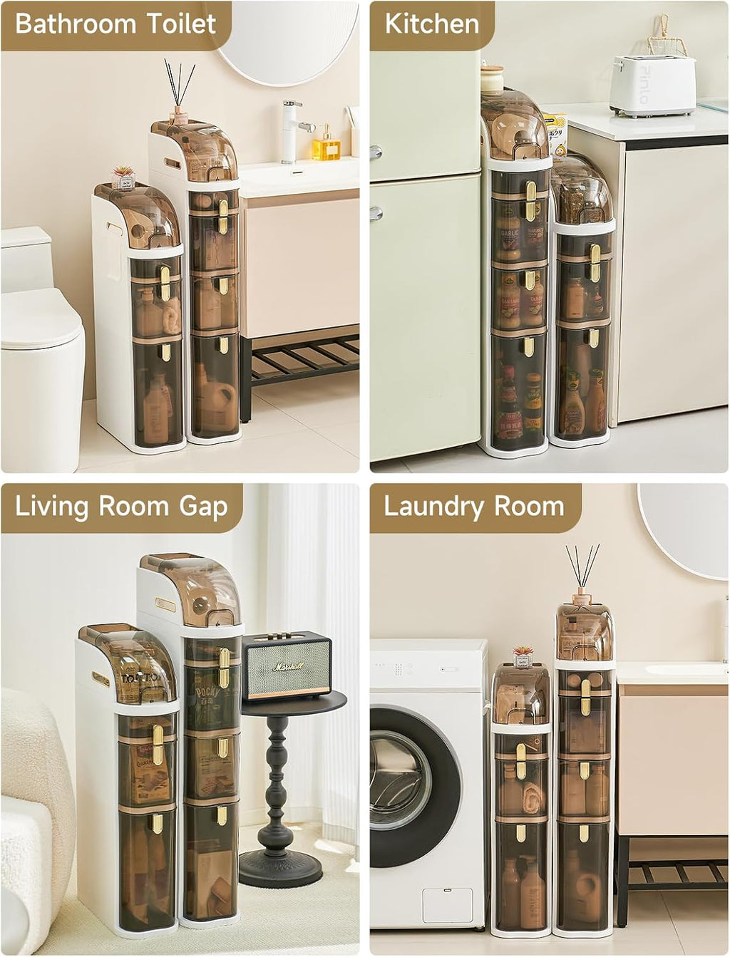 4-Tier Slim Movable Storage Cabinet