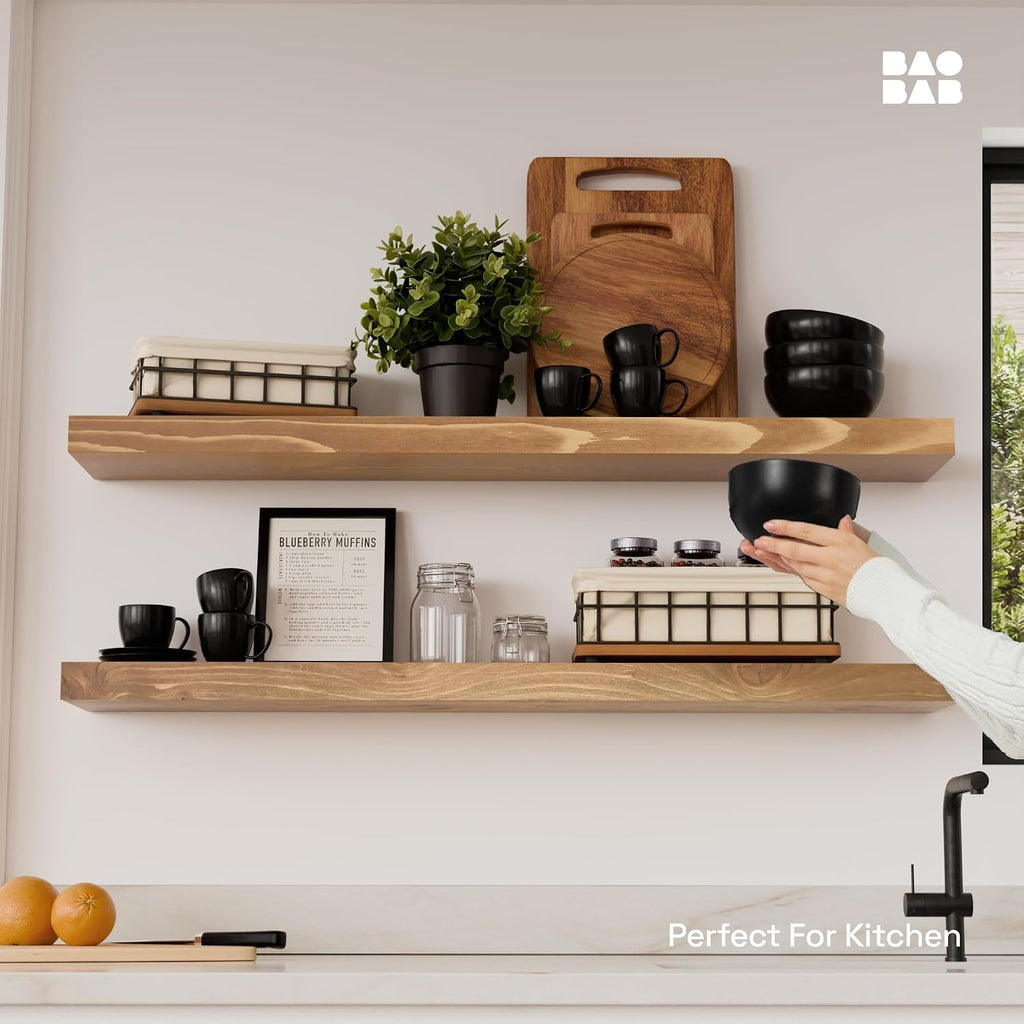 Oak Solid Wood Farmhouse Wall Shelves