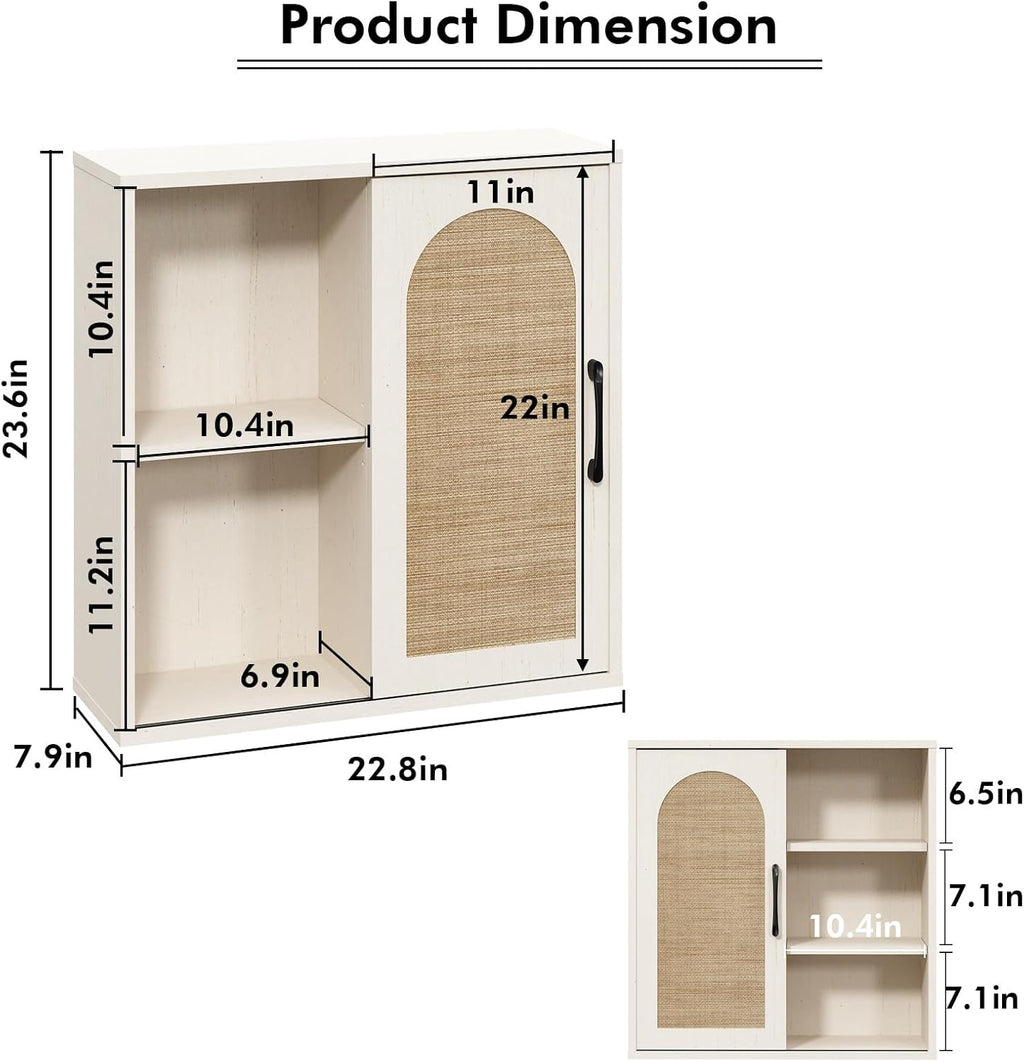 Sliding Door Rattan Wall Cabinet
