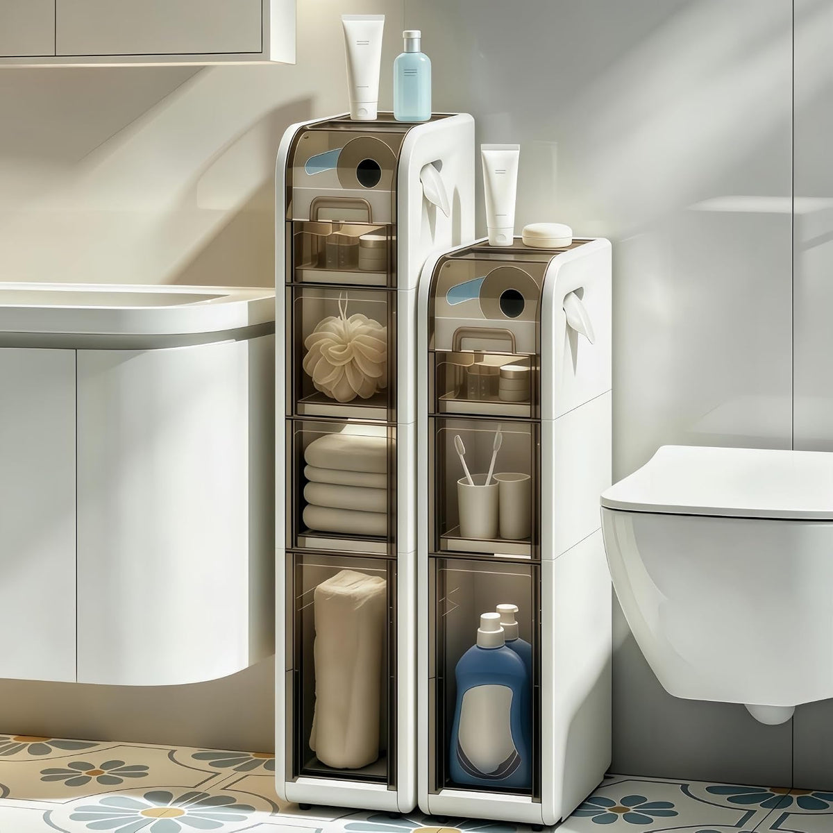 Slim Freestanding Storage Cabinet