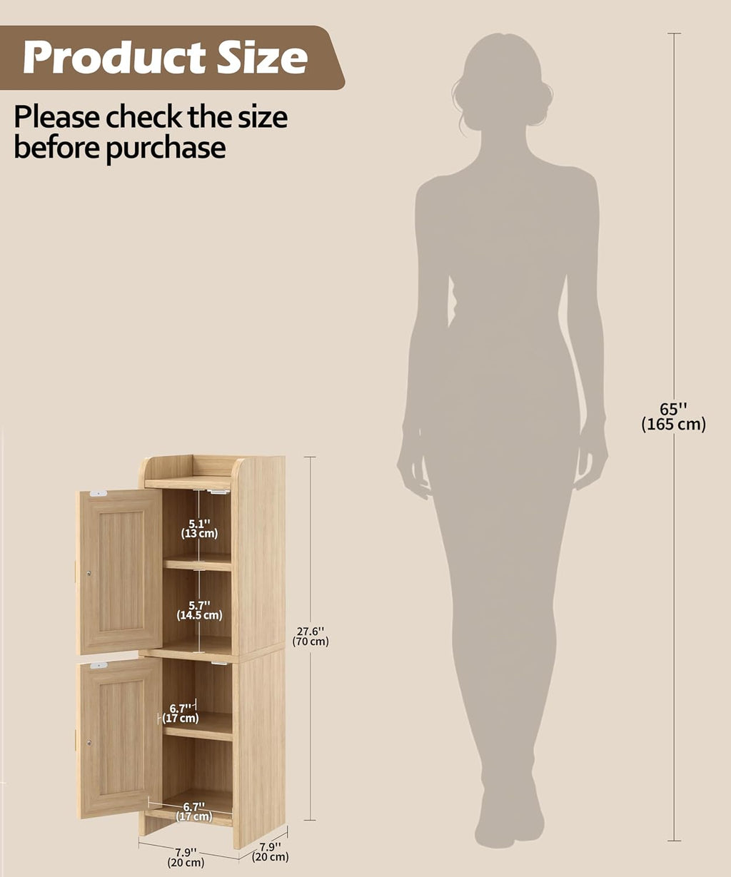 Slim Rattan Corner Storage Cabinet
