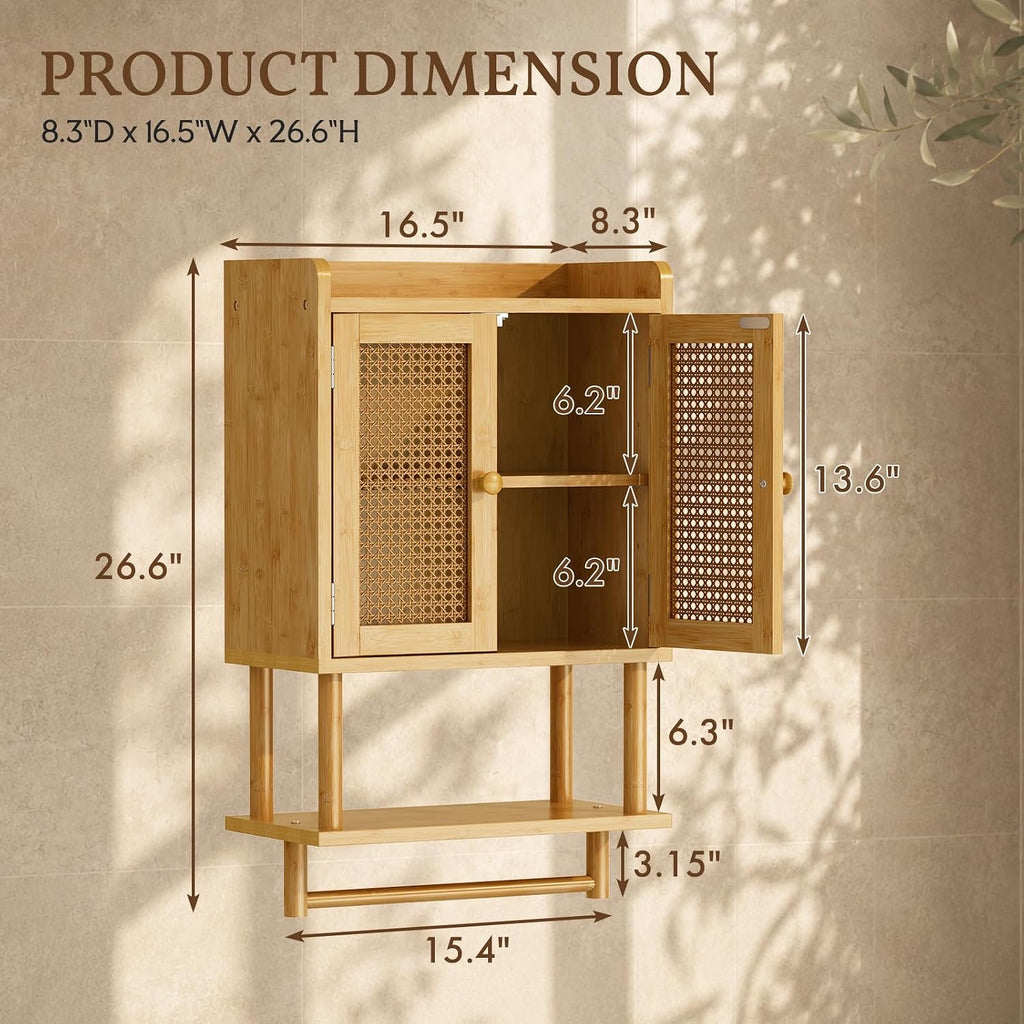 Bamboo Rattan Wall Storage Cabinet