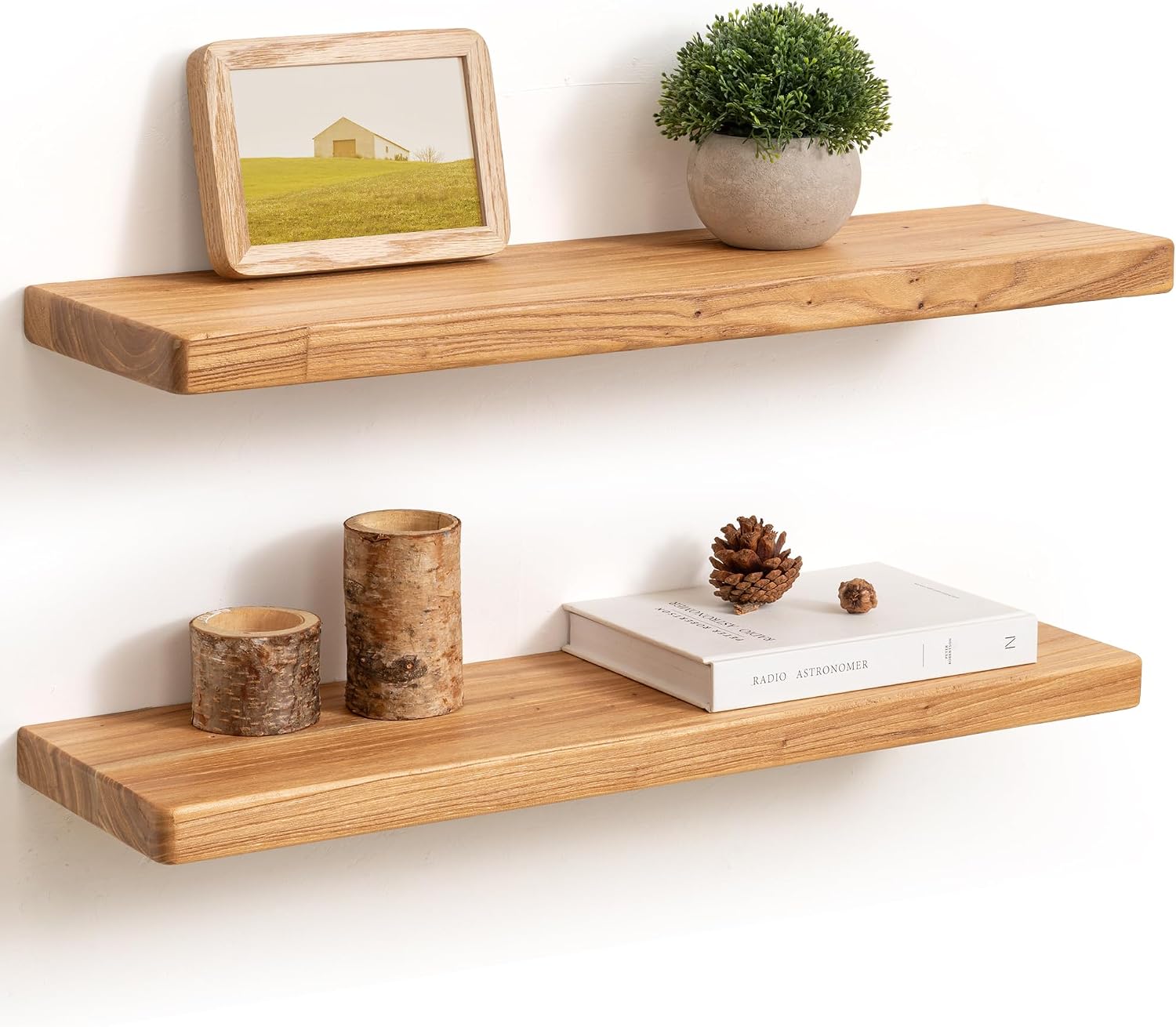 Solid Elm Wood Wall Floating Shelves