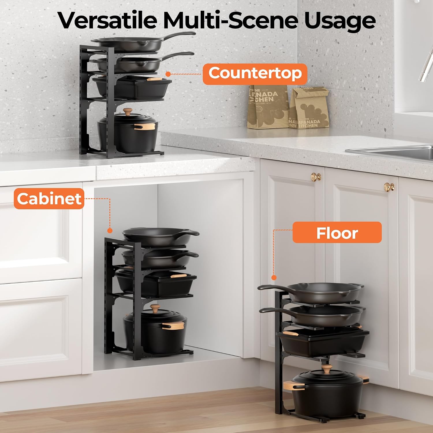 2Pack 4-Tier Cookware Storage Rack