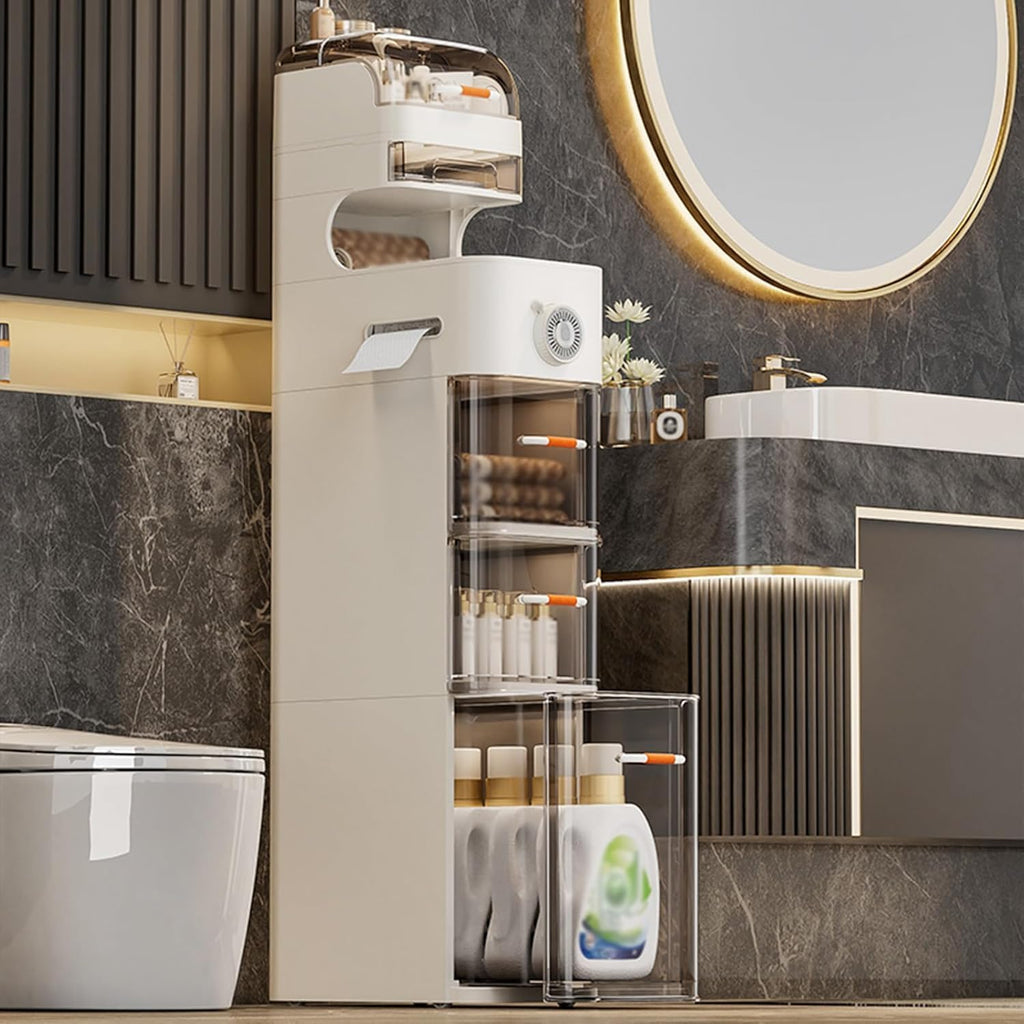 Slim Wheeled Plastic Storage Cabinet