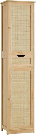 Tall Narrow Rattan Storage Cabinet