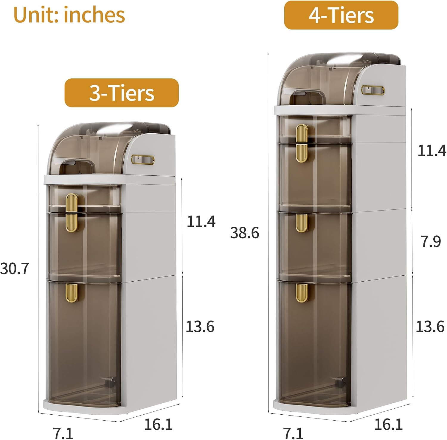 3-Tier Slim Rolling Storage Cart