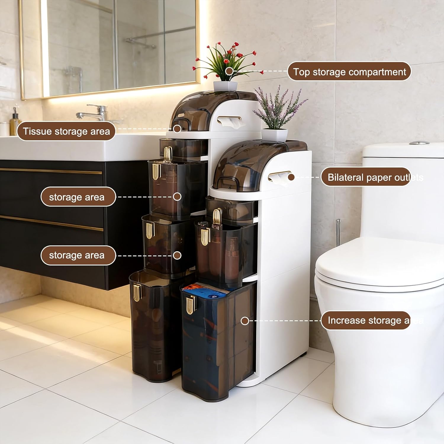 Wheeled Slim Gap Storage Tower
