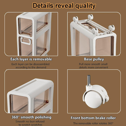 5-Tier Slim Rolling Storage Cabinet