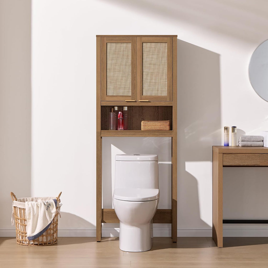 Rattan Over Toilet Storage Cabinet