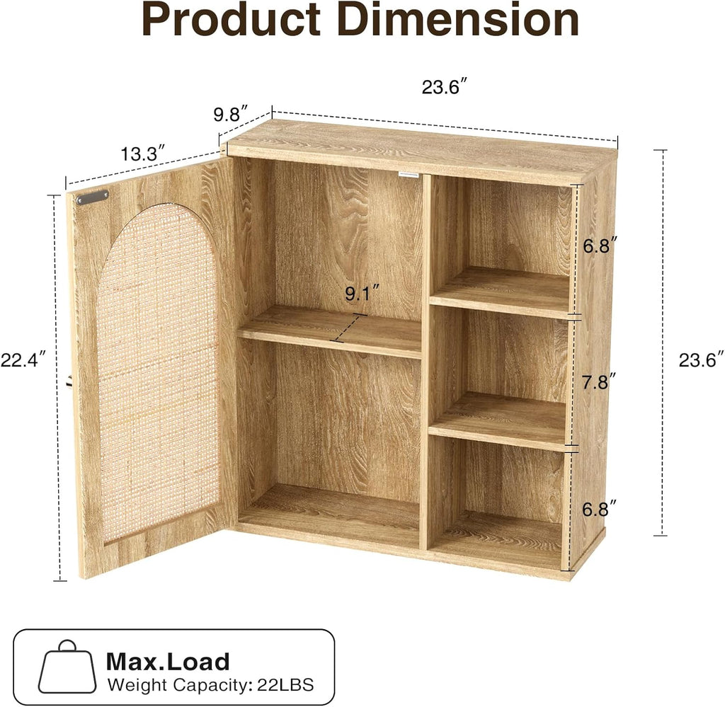 Rattan Wall Mounted Storage Cabinet