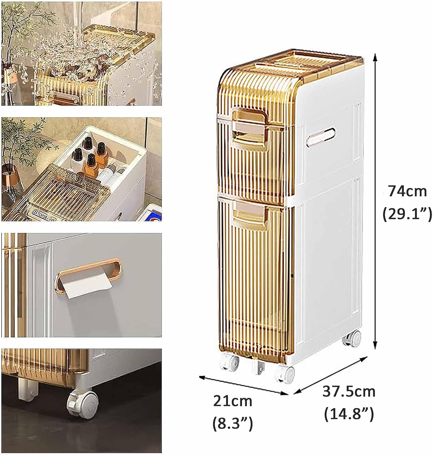Narrow Rolling Plastic Storage Cabinet