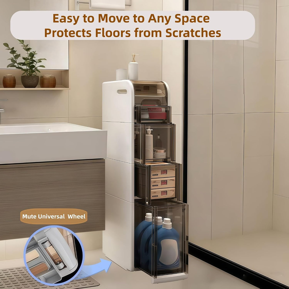 Slim Freestanding Storage Cabinet