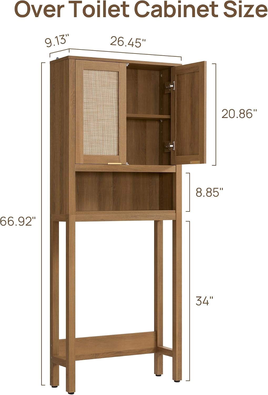 Rattan Over Toilet Storage Cabinet