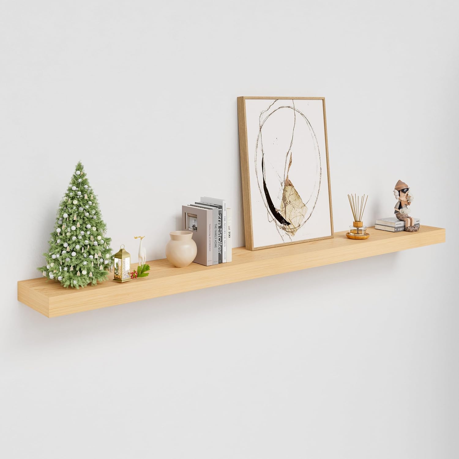 Thick White Oak Wall Floating Shelves