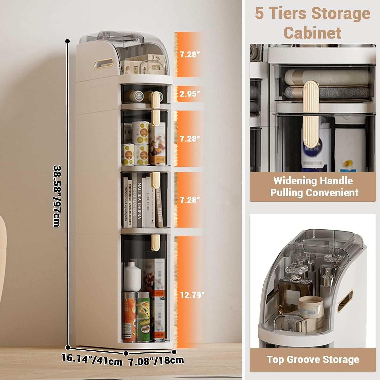 Slim Rolling Bathroom Storage Cart