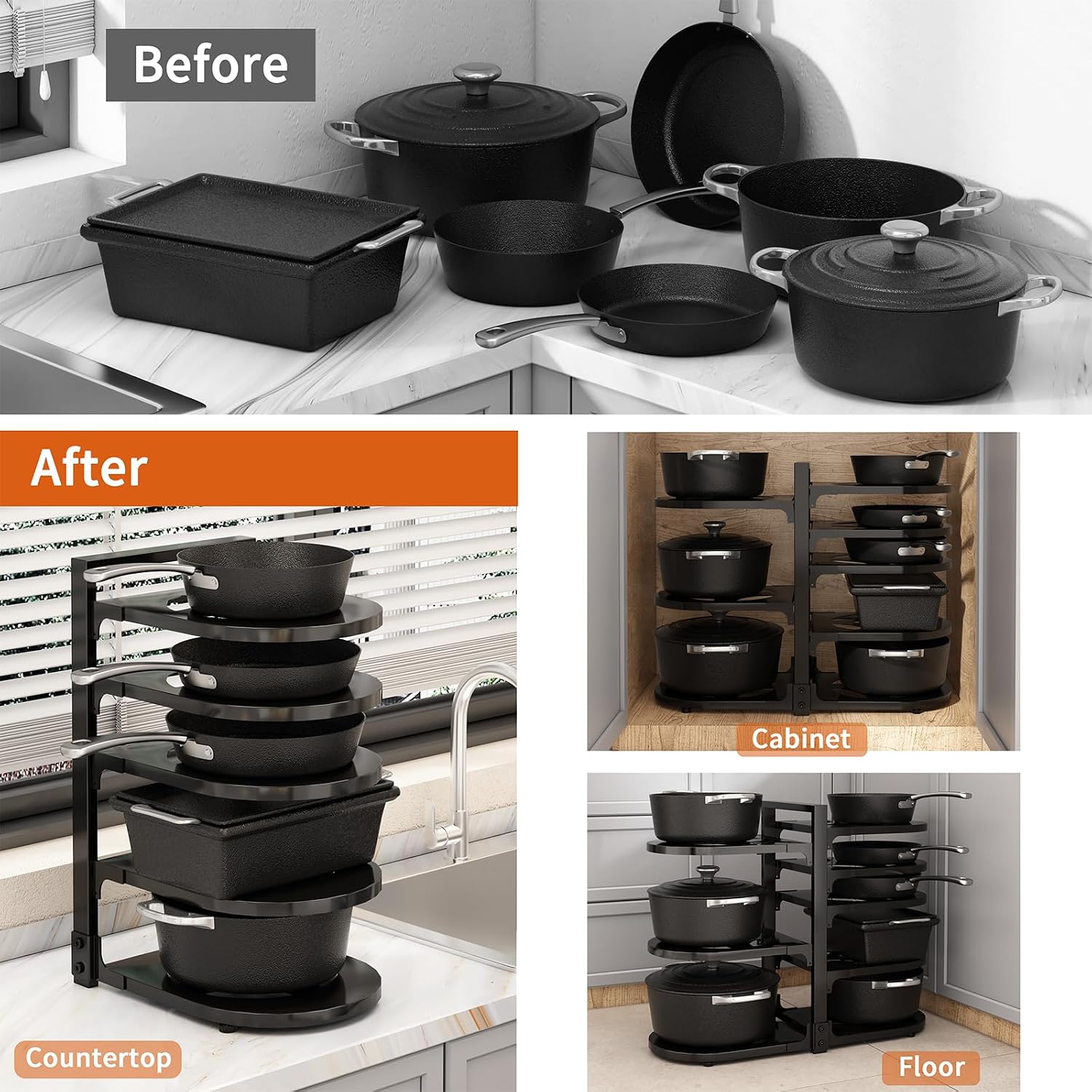 8-Tier Adjustable Cookware Organizer