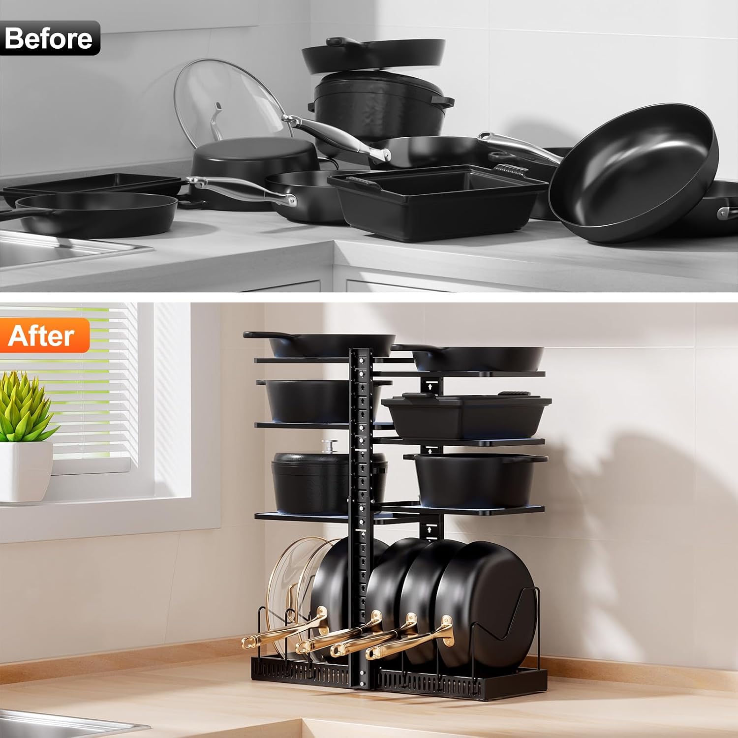 6-Tier Adjustable Kitchen Cookware Rack