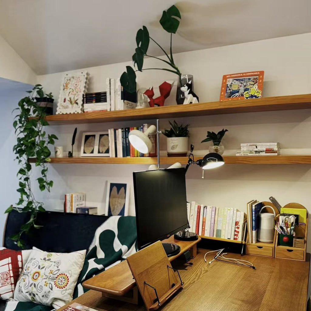 Long Walnut Solid Wood Wall Shelves