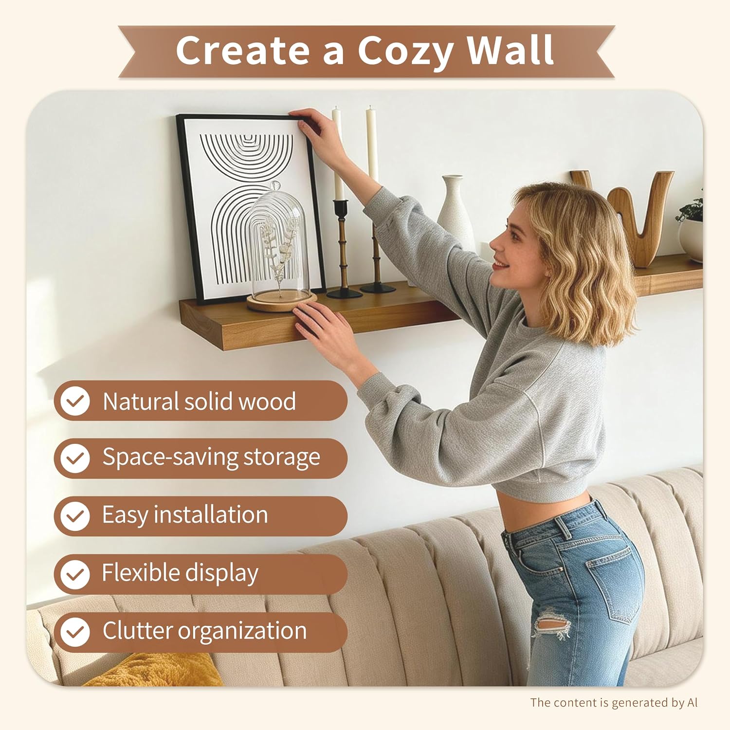 Walnut Farmhouse Wall Floating Shelves