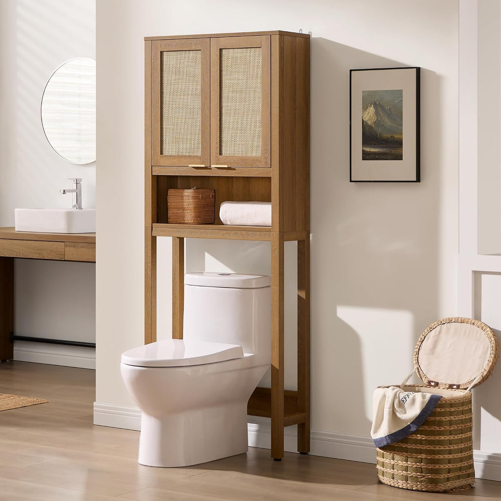 Rattan Over Toilet Storage Cabinet