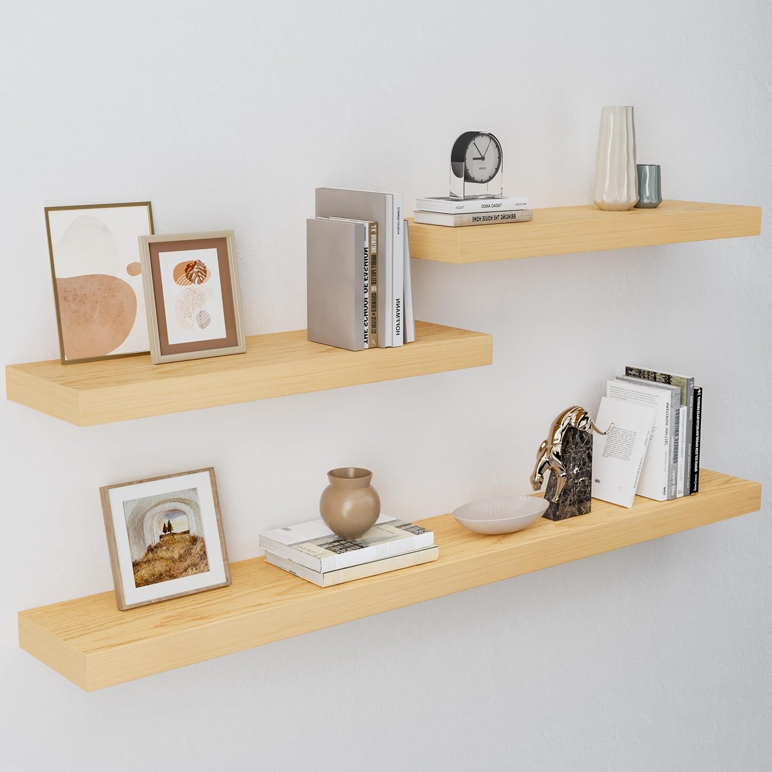 Thick White Oak Wall Floating Shelves