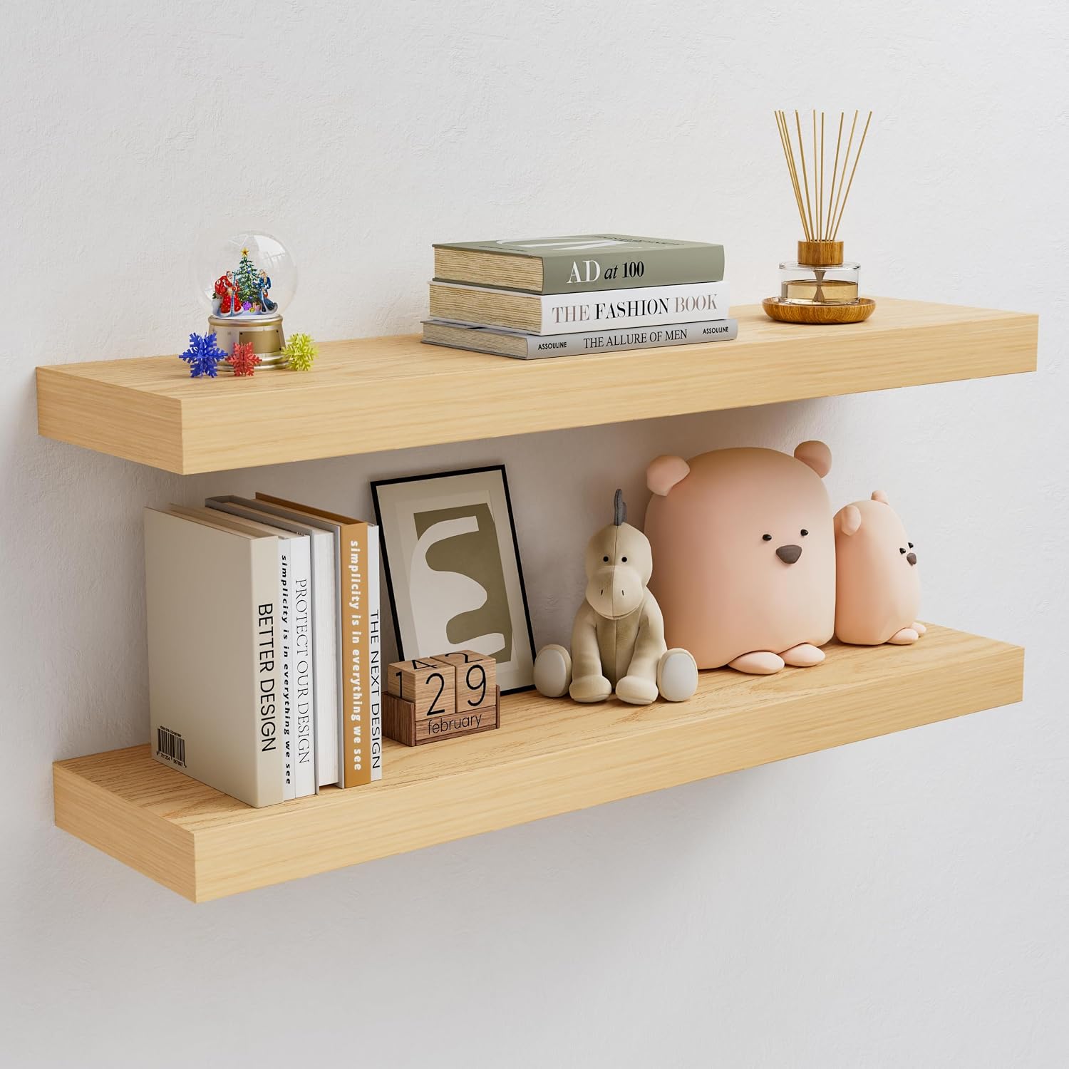 Thick White Oak Wall Floating Shelves