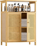 Bamboo Rattan Floor Storage Cabinet