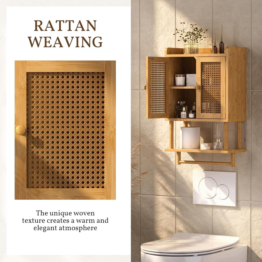 Bamboo Rattan Wall Storage Cabinet