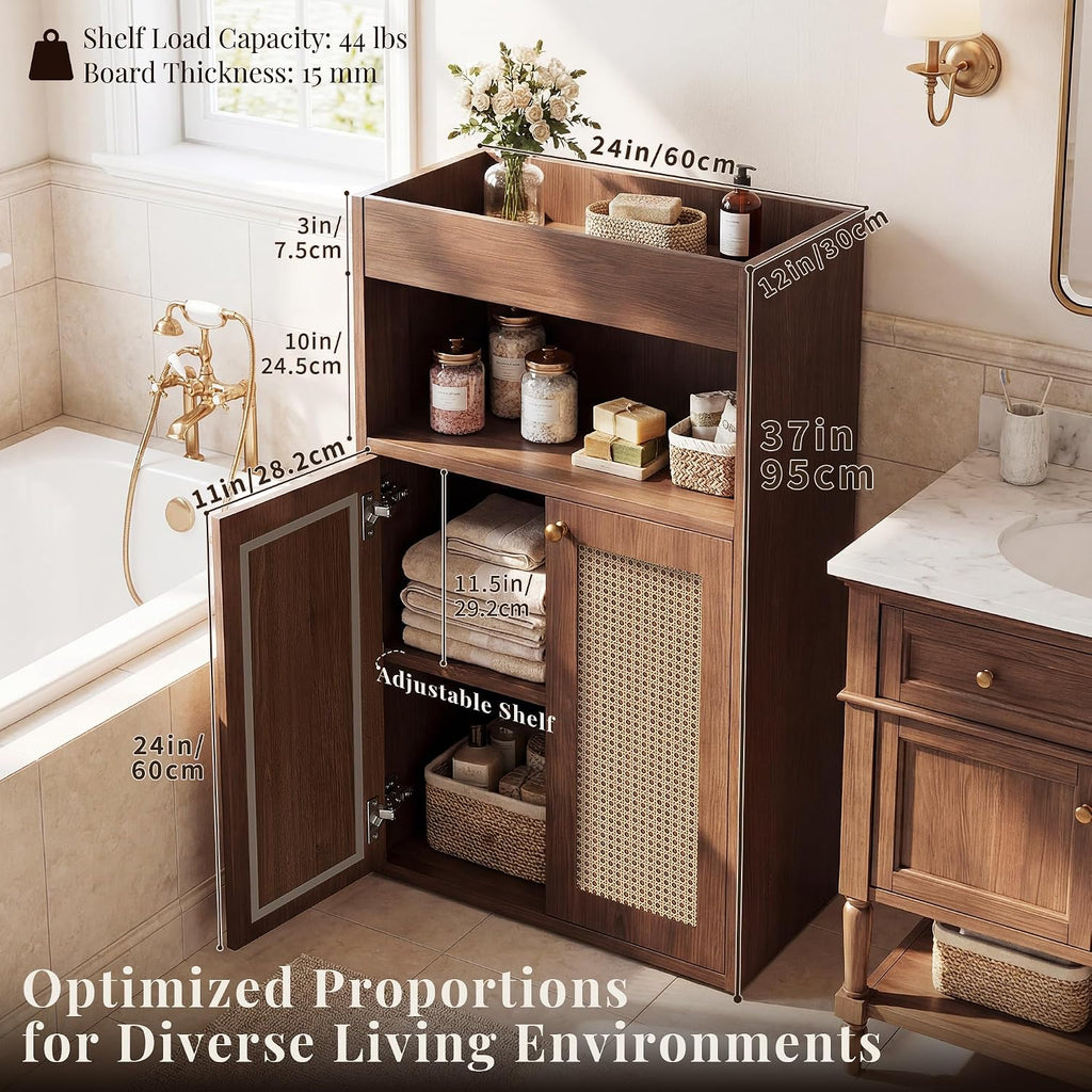 Freestanding Rattan Door Storage Cabinet
