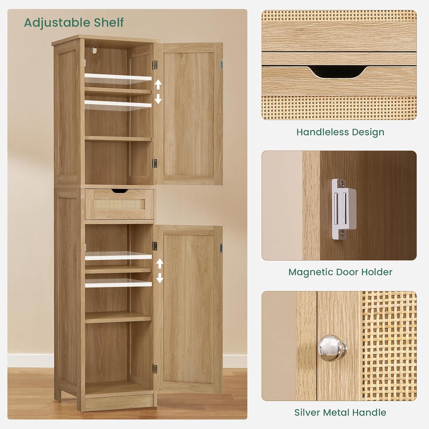 Tall Narrow Rattan Storage Cabinet