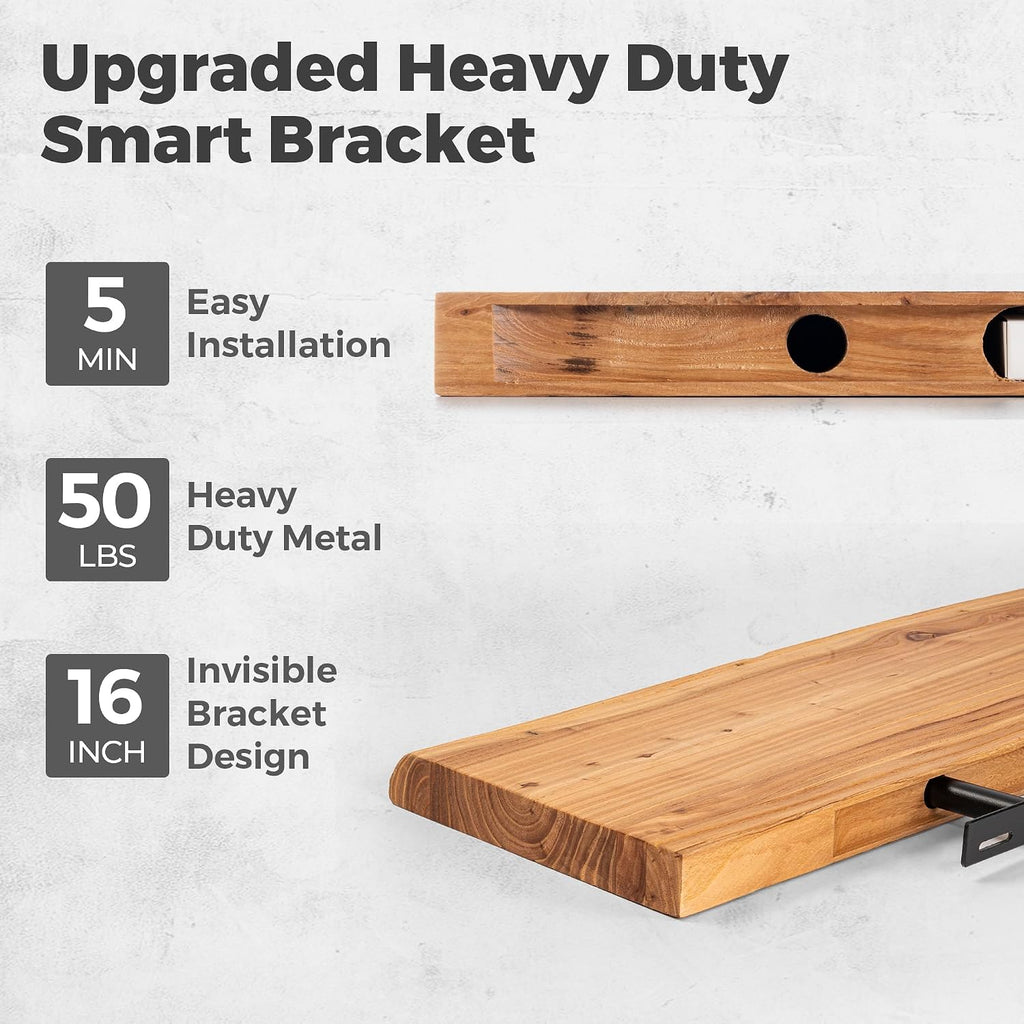 Live Edge Elm Wall Floating Shelves