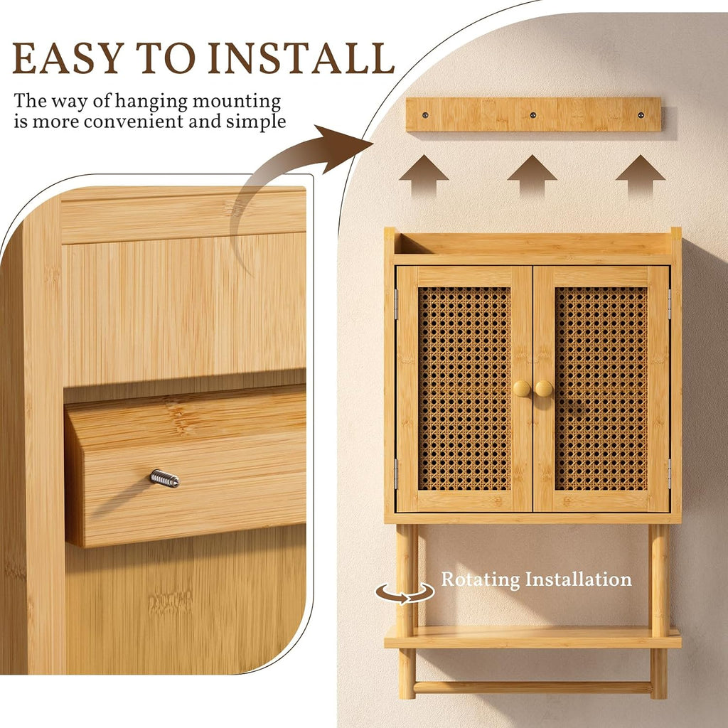 Bamboo Rattan Wall Storage Cabinet