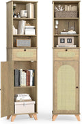 Tall Narrow Rattan Storage Cabinet